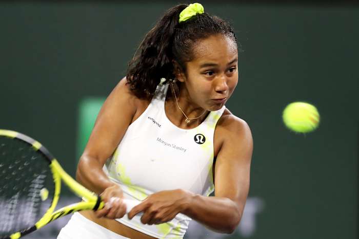 Leylah Fernandez wears Lululemon at the BNP Paribas Open.
